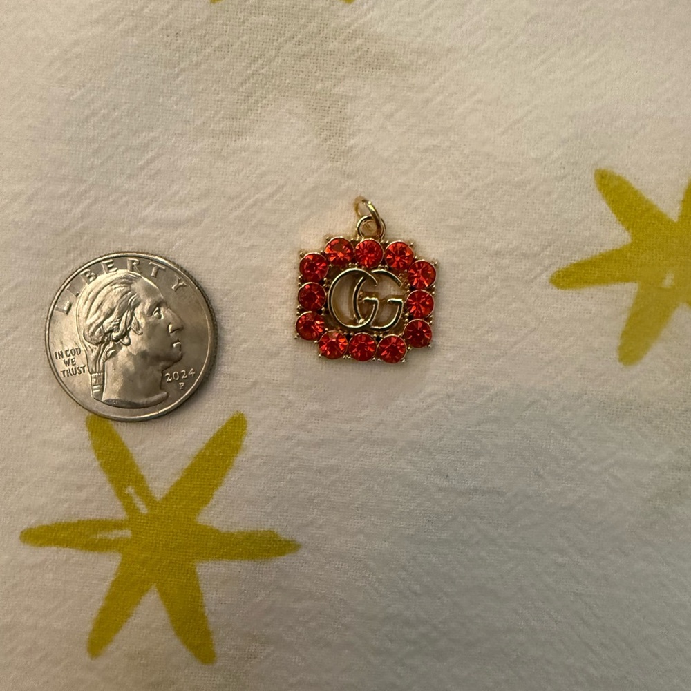 Gucci Zipper Pull Charm Ruby Red and Gold